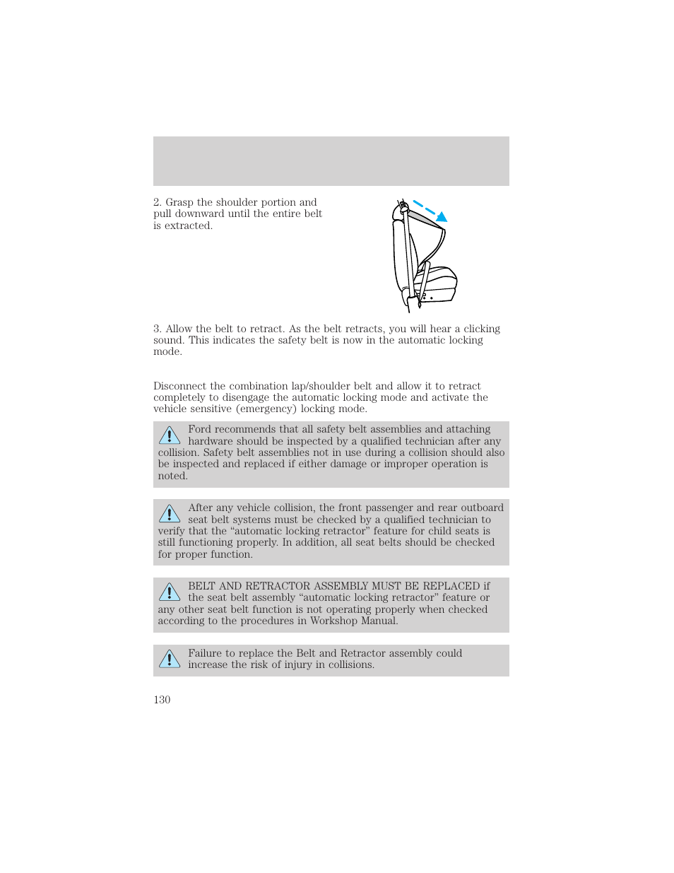 Seating and safety restraints | FORD 2002 F-150 v.2 User Manual | Page 130 / 312