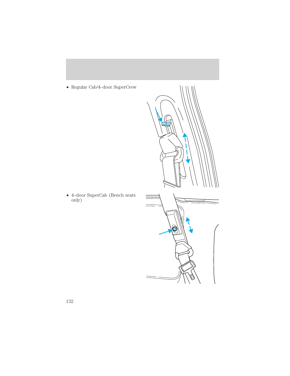 Seating and safety restraints | FORD 2002 F-150 v.2 User Manual | Page 132 / 312