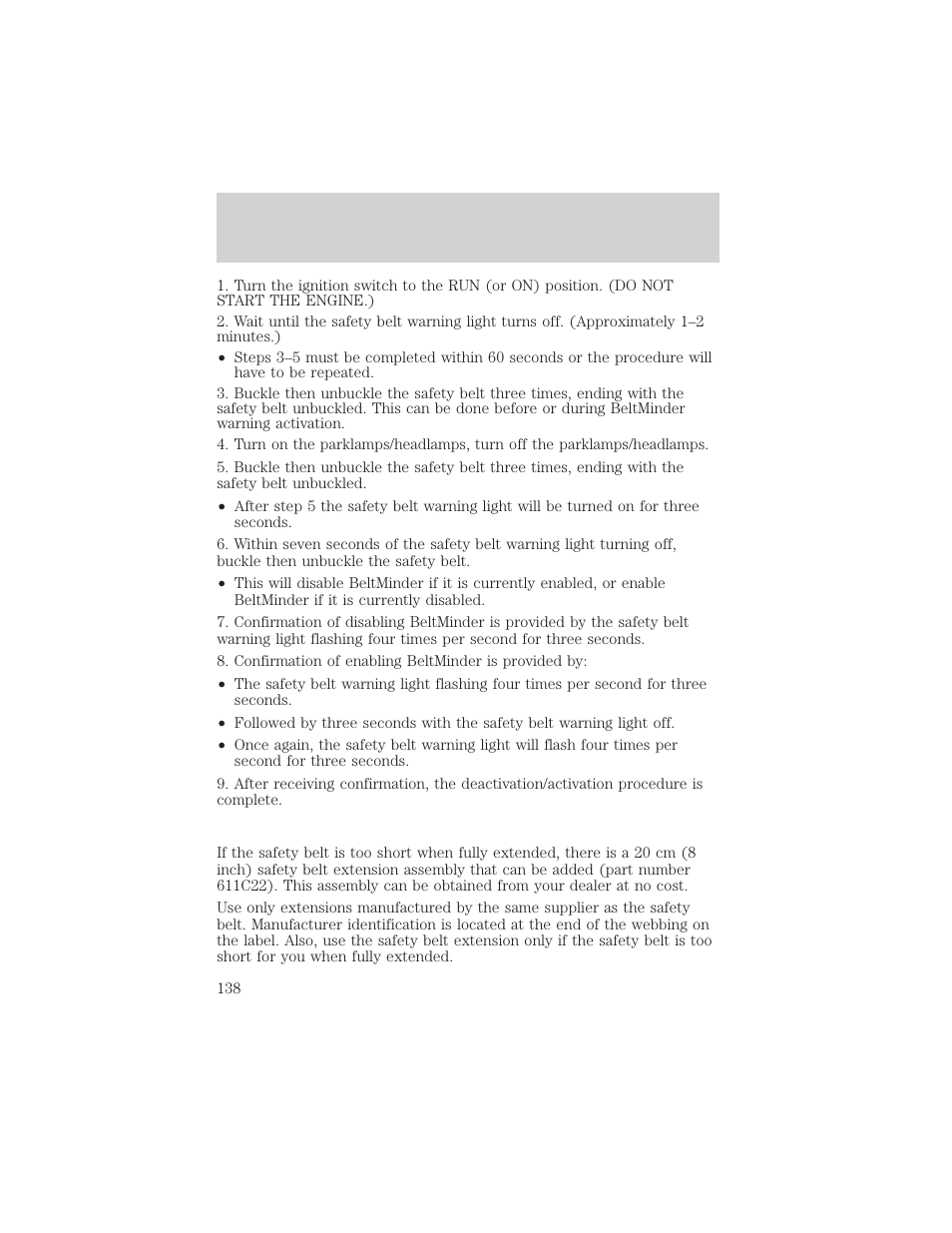 Seating and safety restraints | FORD 2002 F-150 v.2 User Manual | Page 138 / 312