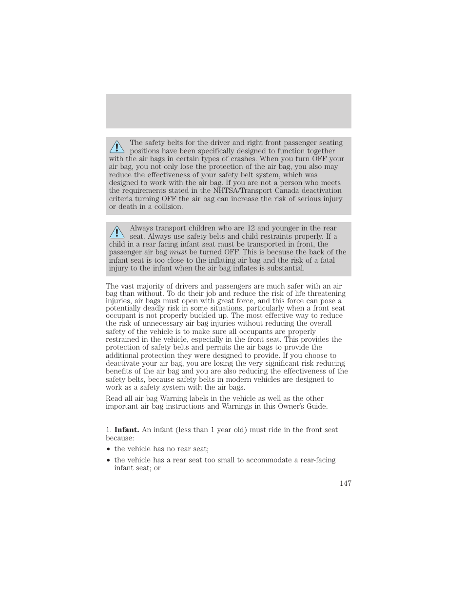 Seating and safety restraints | FORD 2002 F-150 v.2 User Manual | Page 147 / 312