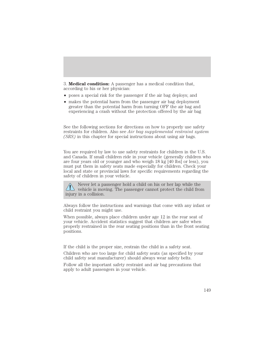 Seating and safety restraints | FORD 2002 F-150 v.2 User Manual | Page 149 / 312