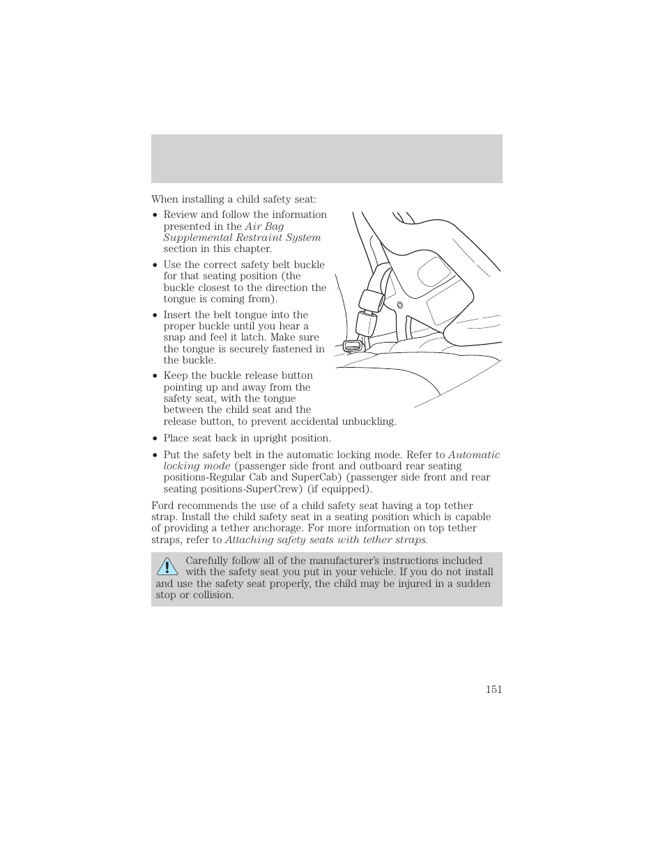 Seating and safety restraints | FORD 2002 F-150 v.2 User Manual | Page 151 / 312