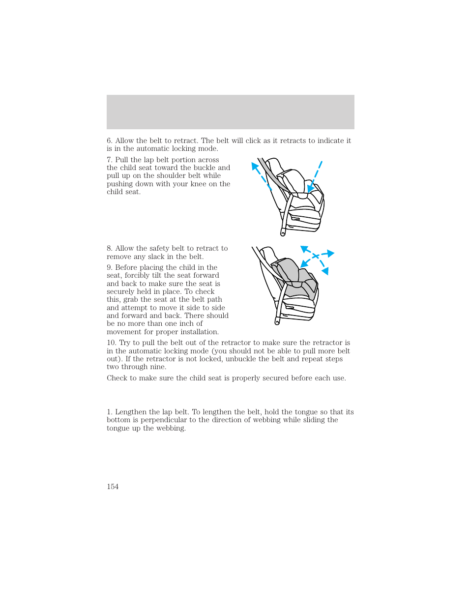 Seating and safety restraints | FORD 2002 F-150 v.2 User Manual | Page 154 / 312