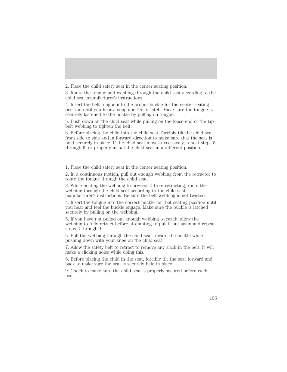 Seating and safety restraints | FORD 2002 F-150 v.2 User Manual | Page 155 / 312