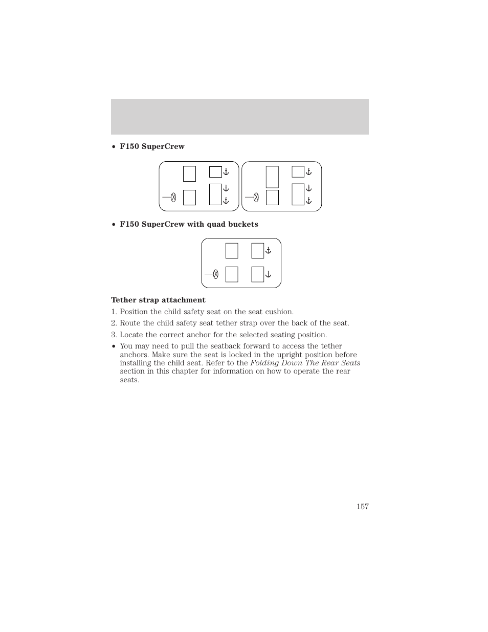 Seating and safety restraints | FORD 2002 F-150 v.2 User Manual | Page 157 / 312