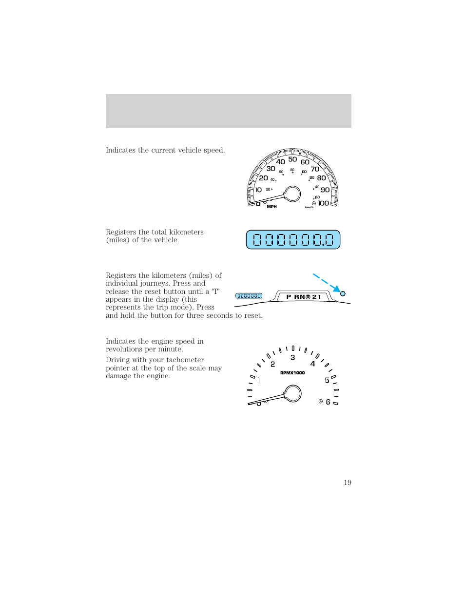 Instrument cluster | FORD 2002 F-150 v.2 User Manual | Page 19 / 312