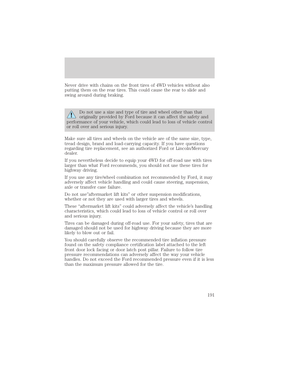 Driving | FORD 2002 F-150 v.2 User Manual | Page 191 / 312