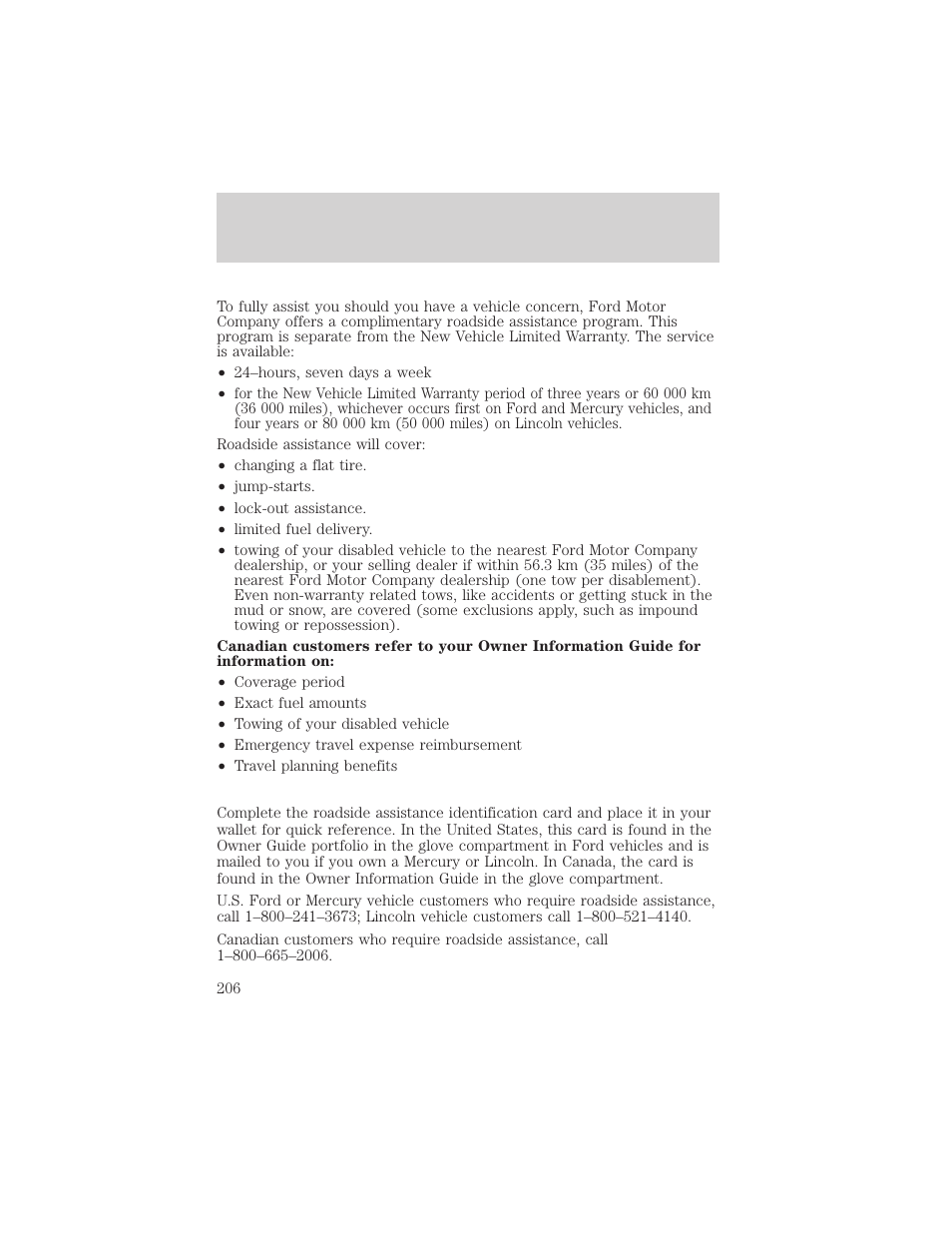 Roadside emergencies | FORD 2002 F-150 v.2 User Manual | Page 206 / 312