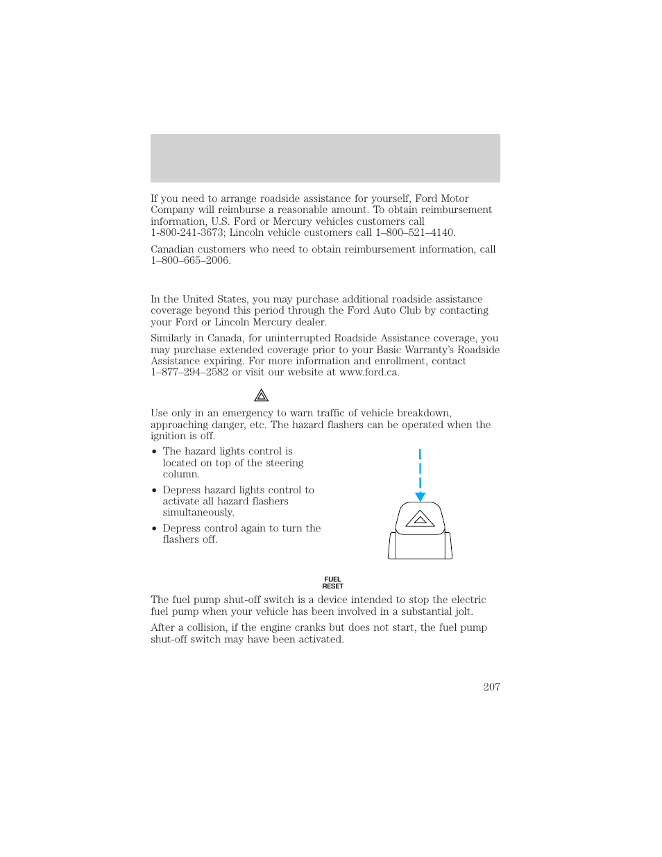 Roadside emergencies | FORD 2002 F-150 v.2 User Manual | Page 207 / 312