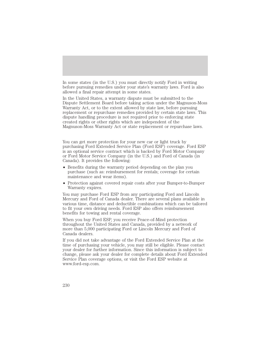 Customer assistance | FORD 2002 F-150 v.2 User Manual | Page 230 / 312