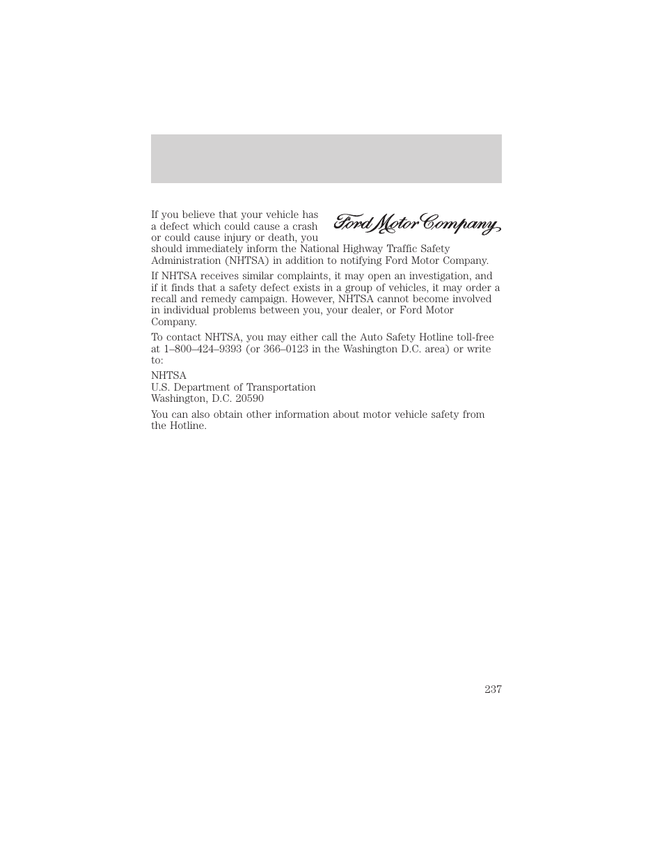 Customer assistance | FORD 2002 F-150 v.2 User Manual | Page 237 / 312