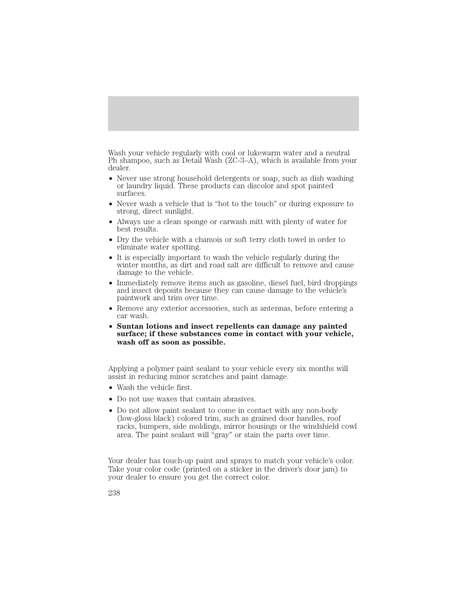 Cleaning | FORD 2002 F-150 v.2 User Manual | Page 238 / 312