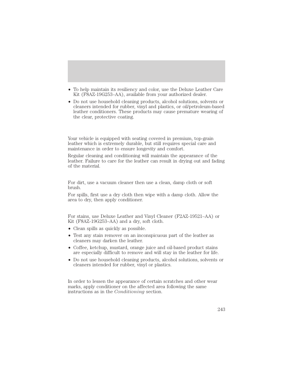 Cleaning | FORD 2002 F-150 v.2 User Manual | Page 243 / 312