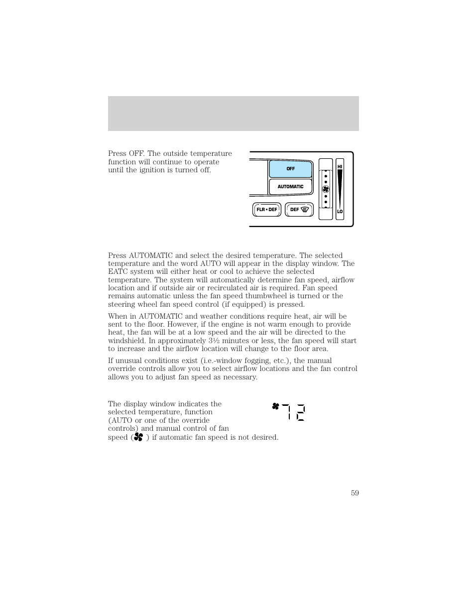 Climate controls | FORD 2002 F-150 v.2 User Manual | Page 59 / 312
