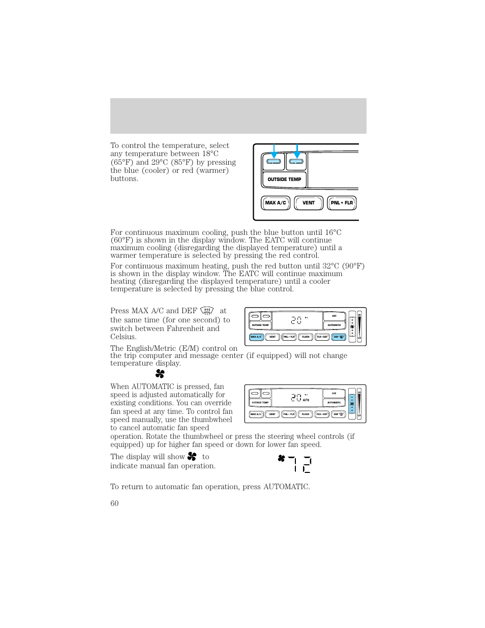 Climate controls | FORD 2002 F-150 v.2 User Manual | Page 60 / 312