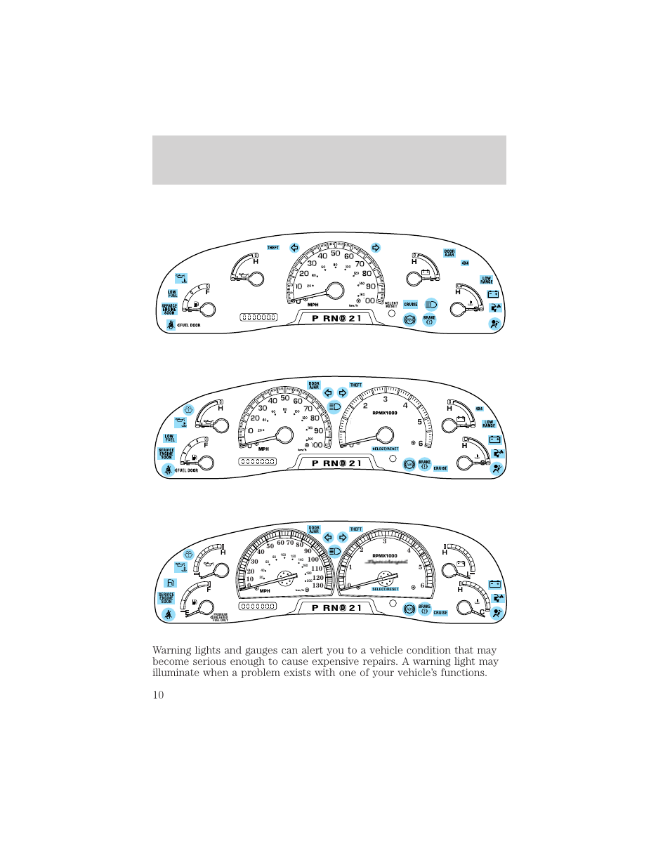 Instrument cluster | FORD 2002 F-150 v.3 User Manual | Page 10 / 312