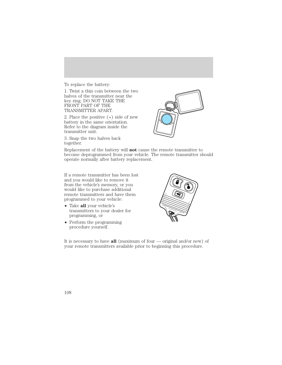 Locks and security | FORD 2002 F-150 v.3 User Manual | Page 108 / 312