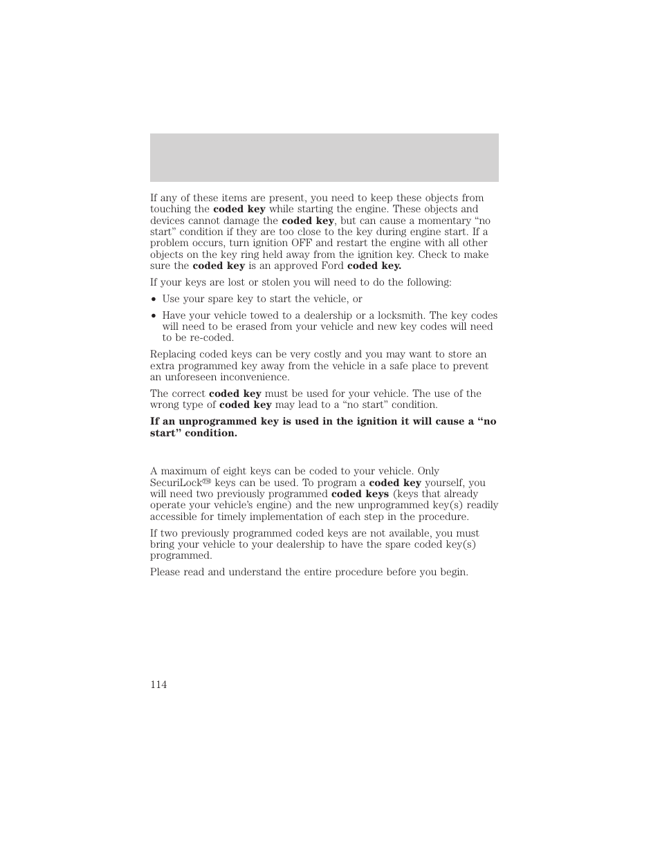 Locks and security | FORD 2002 F-150 v.3 User Manual | Page 114 / 312