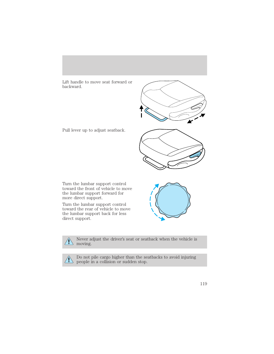 Seating and safety restraints | FORD 2002 F-150 v.3 User Manual | Page 119 / 312