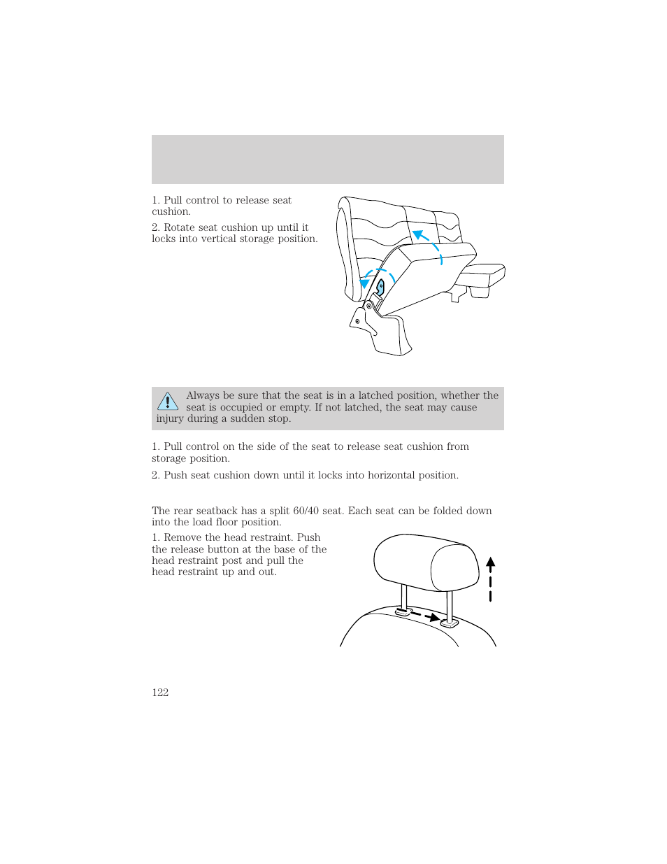 Seating and safety restraints | FORD 2002 F-150 v.3 User Manual | Page 122 / 312