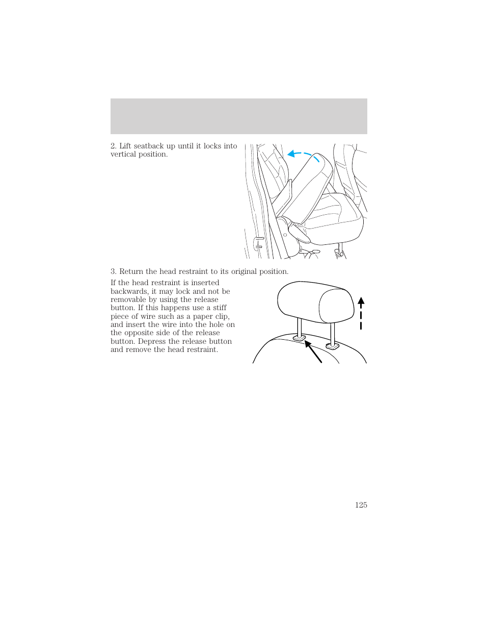 Seating and safety restraints | FORD 2002 F-150 v.3 User Manual | Page 125 / 312