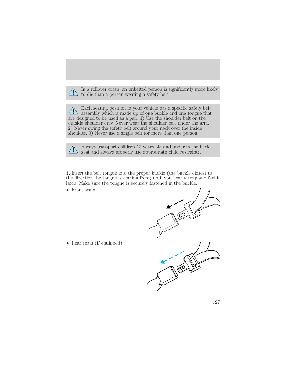 Seating and safety restraints | FORD 2002 F-150 v.3 User Manual | Page 127 / 312