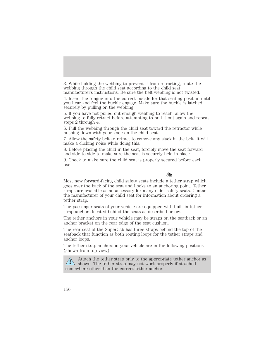 Seating and safety restraints | FORD 2002 F-150 v.3 User Manual | Page 156 / 312