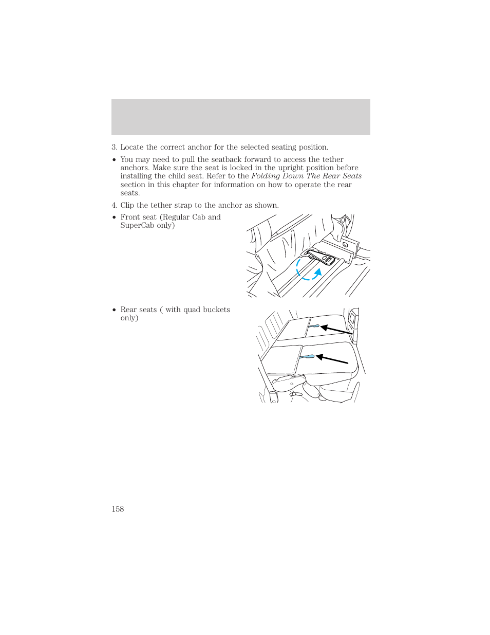 Seating and safety restraints | FORD 2002 F-150 v.3 User Manual | Page 158 / 312