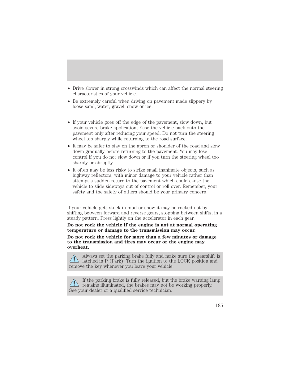 Driving | FORD 2002 F-150 v.3 User Manual | Page 185 / 312