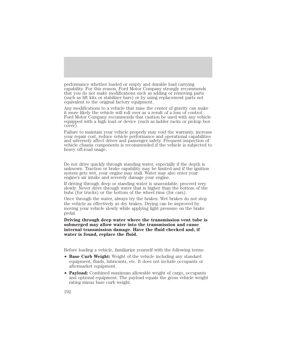 Driving | FORD 2002 F-150 v.3 User Manual | Page 192 / 312