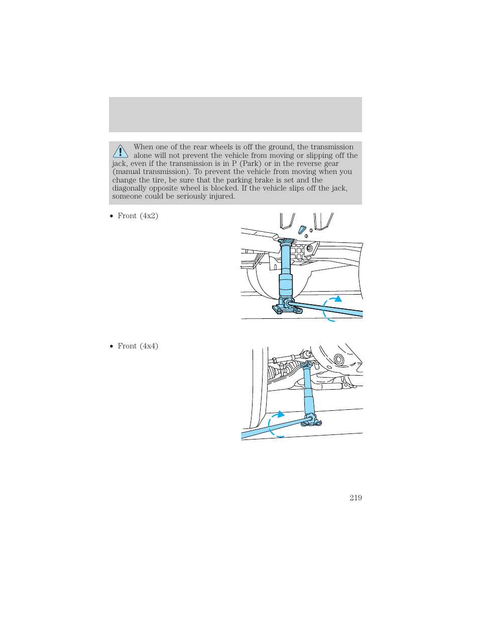 Roadside emergencies | FORD 2002 F-150 v.3 User Manual | Page 219 / 312