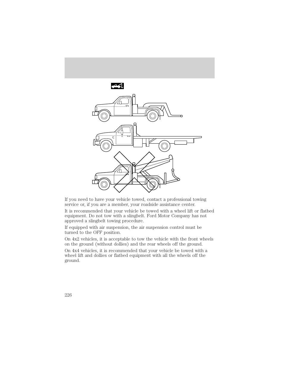 Roadside emergencies | FORD 2002 F-150 v.3 User Manual | Page 226 / 312