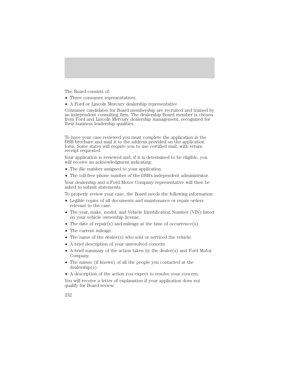 Customer assistance | FORD 2002 F-150 v.3 User Manual | Page 232 / 312