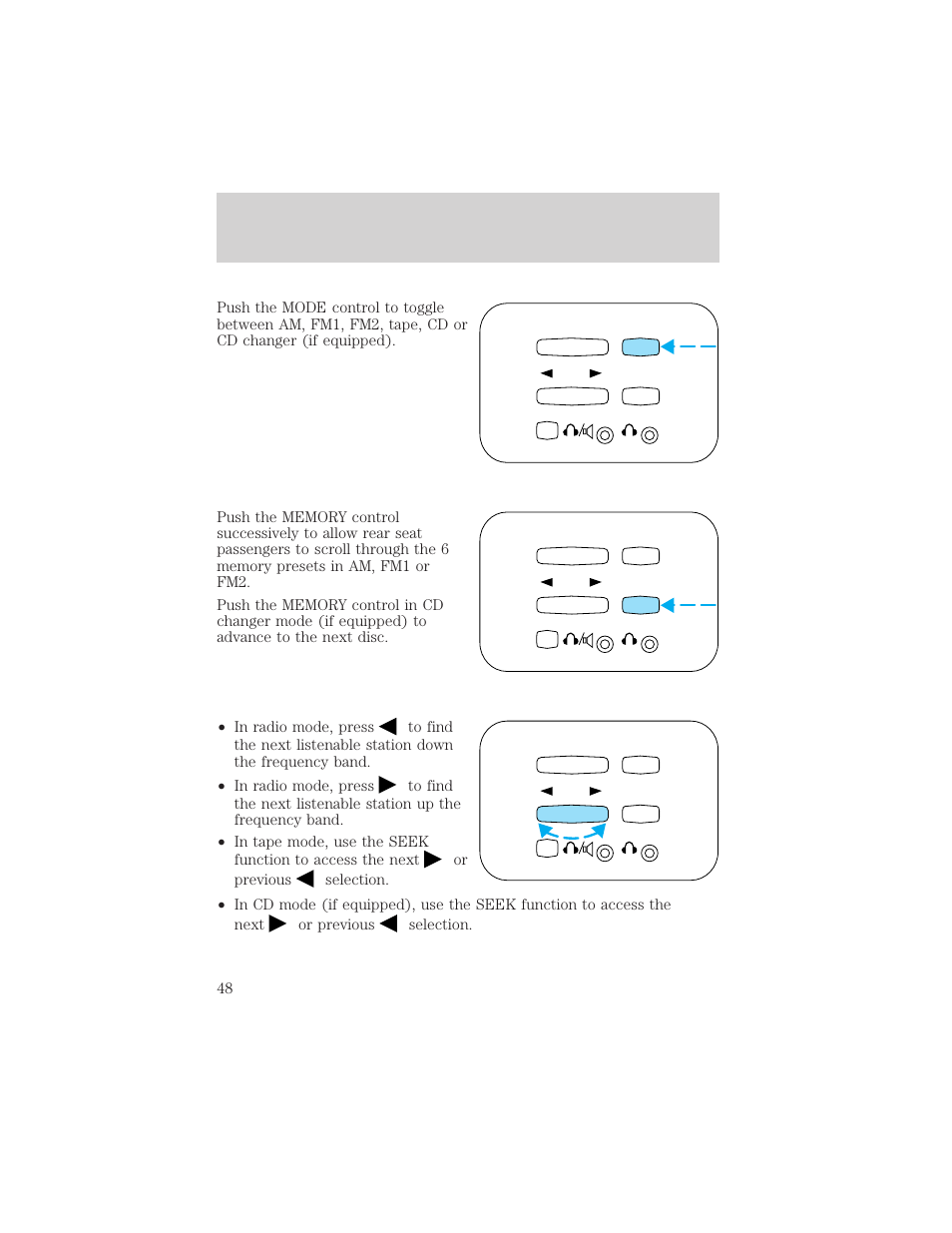 Entertainment systems | FORD 2002 F-150 v.3 User Manual | Page 48 / 312