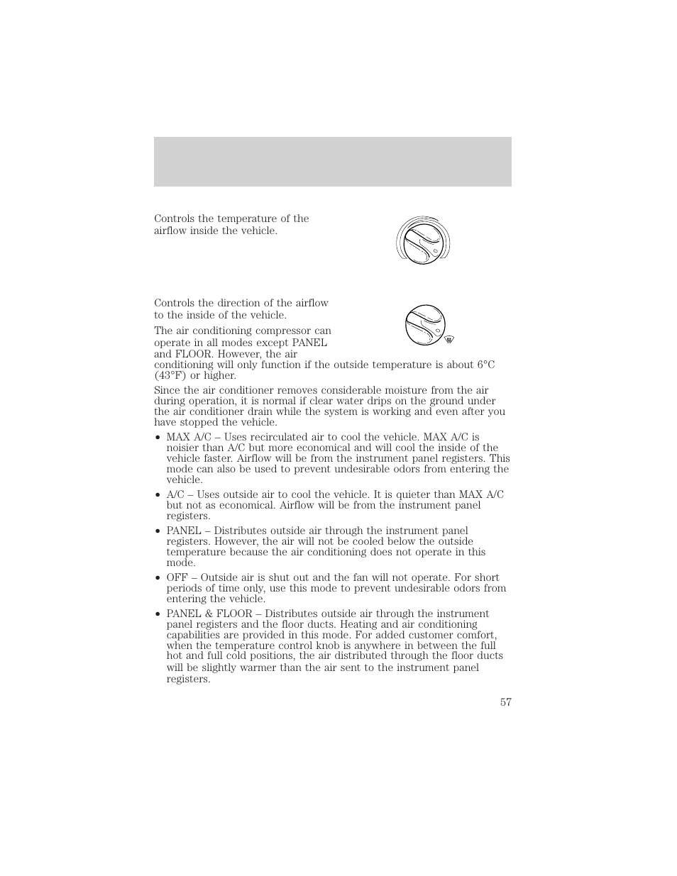 Climate controls | FORD 2002 F-150 v.3 User Manual | Page 57 / 312
