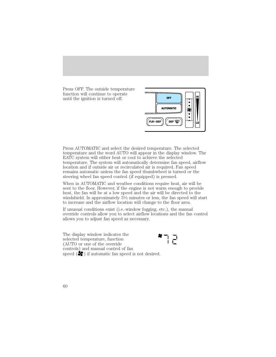 Climate controls | FORD 2002 F-150 v.3 User Manual | Page 60 / 312
