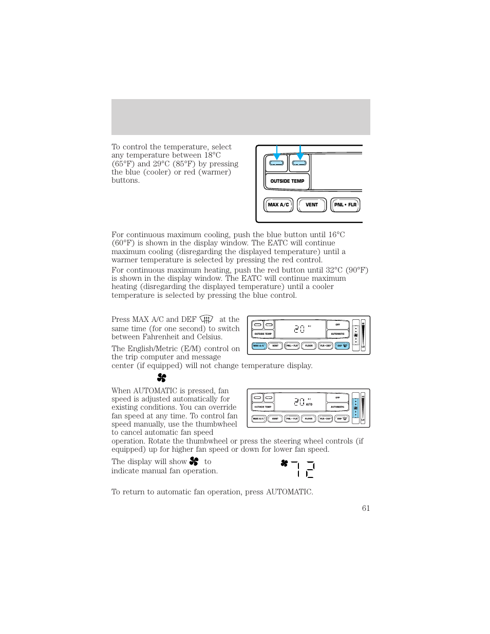 Climate controls | FORD 2002 F-150 v.3 User Manual | Page 61 / 312