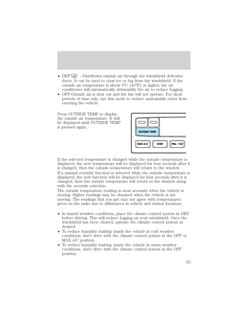 Climate controls | FORD 2002 F-150 v.3 User Manual | Page 63 / 312