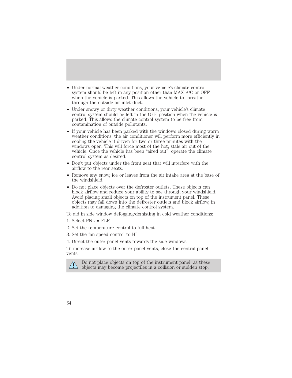 Climate controls | FORD 2002 F-150 v.3 User Manual | Page 64 / 312