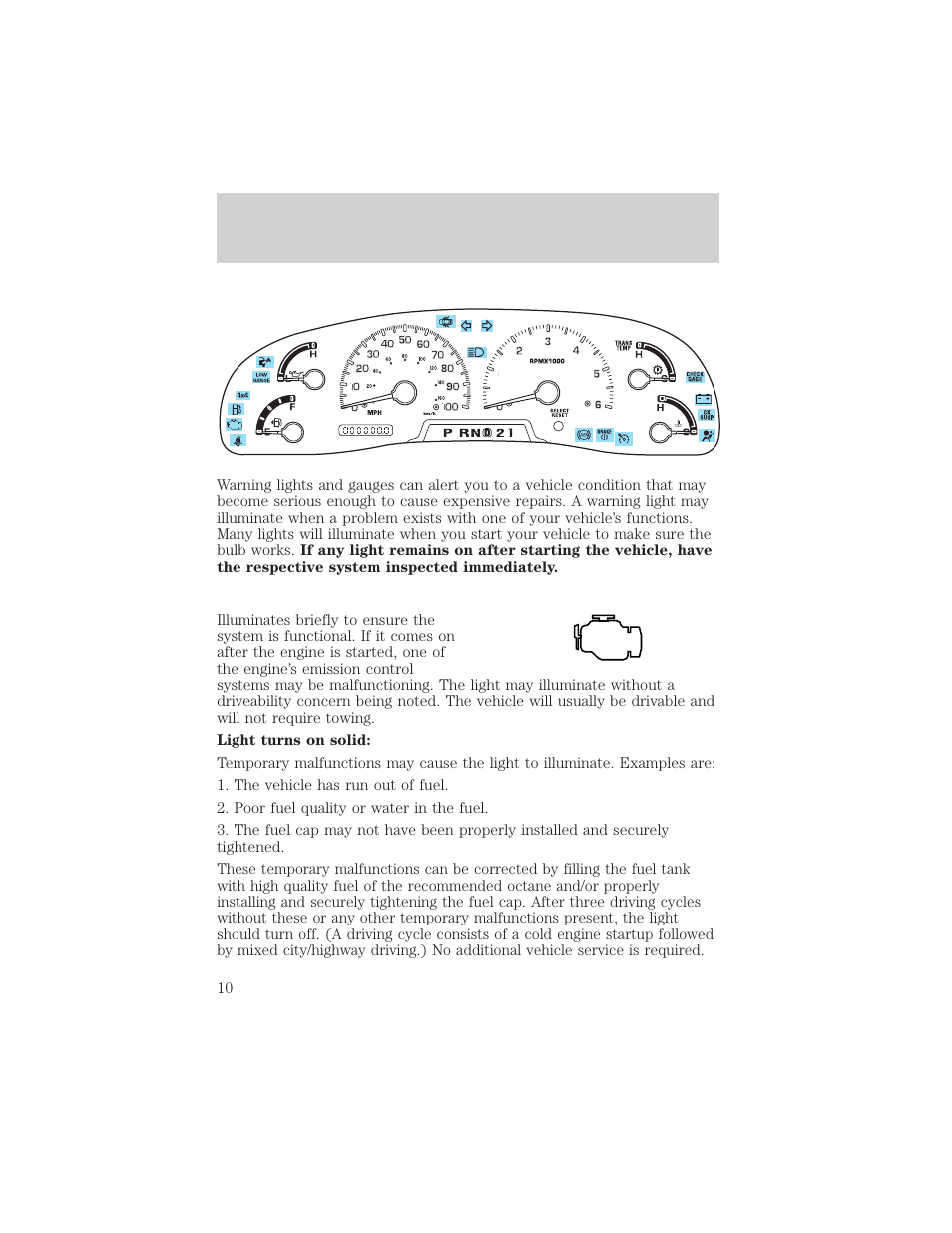 Instrument cluster | FORD 2002 F-550 v.1 User Manual | Page 10 / 320