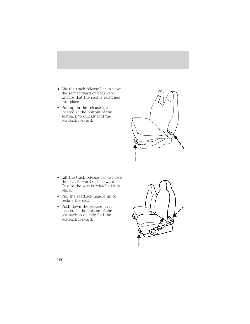 Seating and safety restraints | FORD 2002 F-550 v.1 User Manual | Page 100 / 320