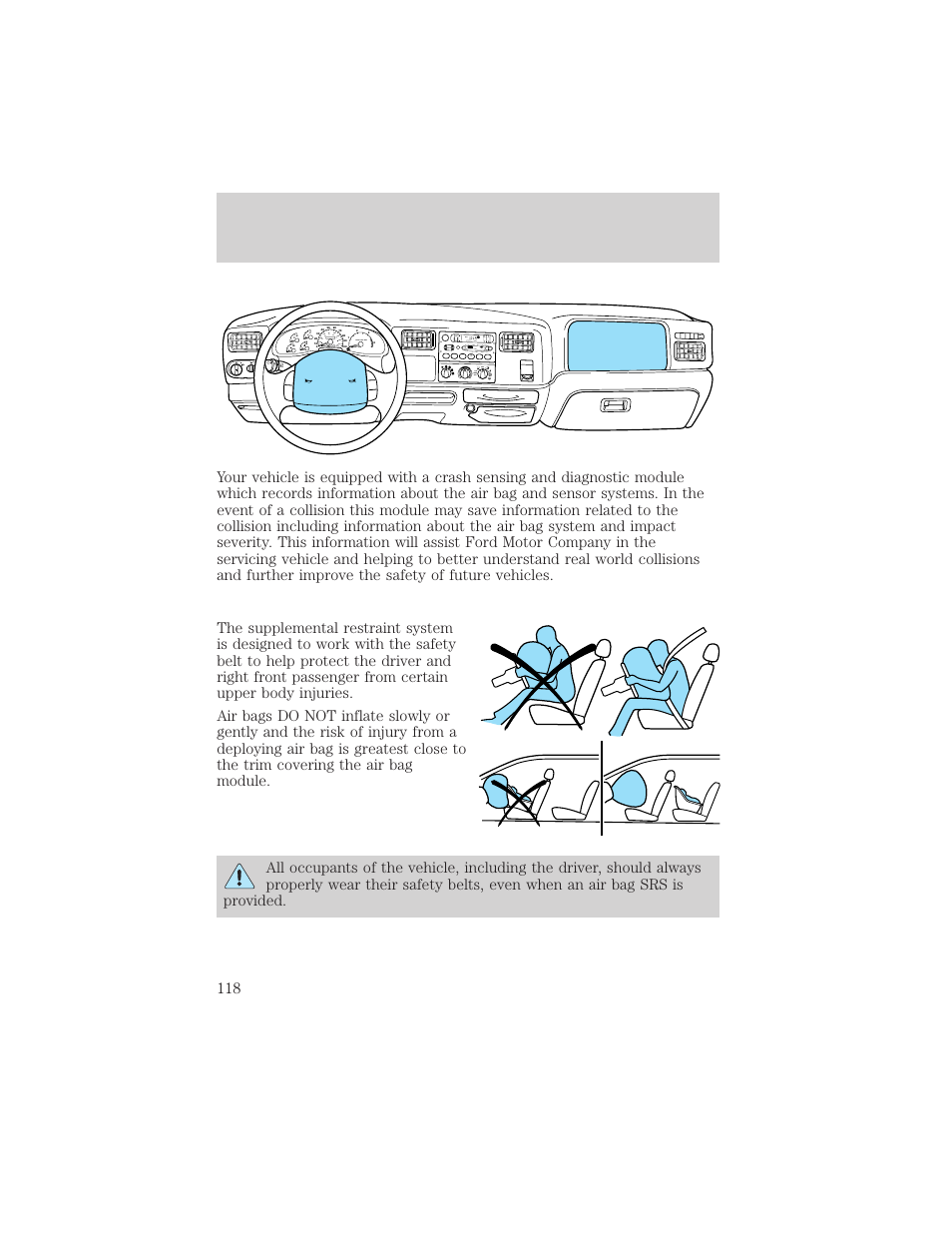 Seating and safety restraints, Dolby b nr, A/c max a/c off | FORD 2002 F-550 v.1 User Manual | Page 118 / 320