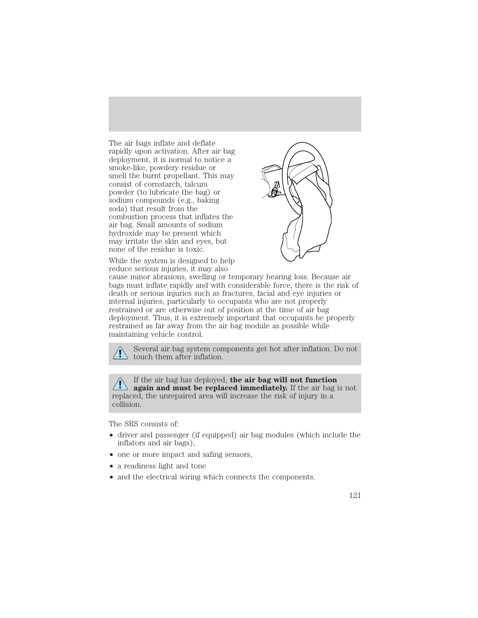 Seating and safety restraints | FORD 2002 F-550 v.1 User Manual | Page 121 / 320
