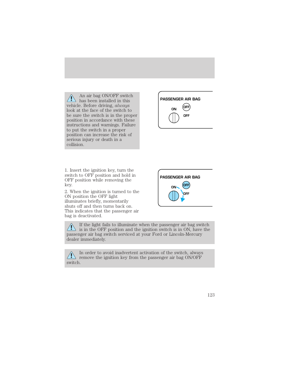 Seating and safety restraints | FORD 2002 F-550 v.1 User Manual | Page 123 / 320