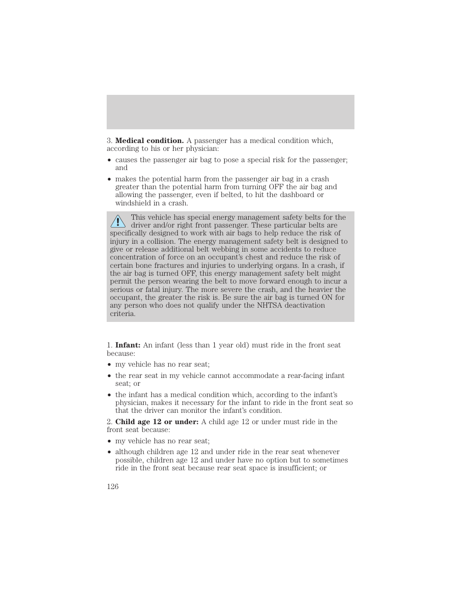 Seating and safety restraints | FORD 2002 F-550 v.1 User Manual | Page 126 / 320
