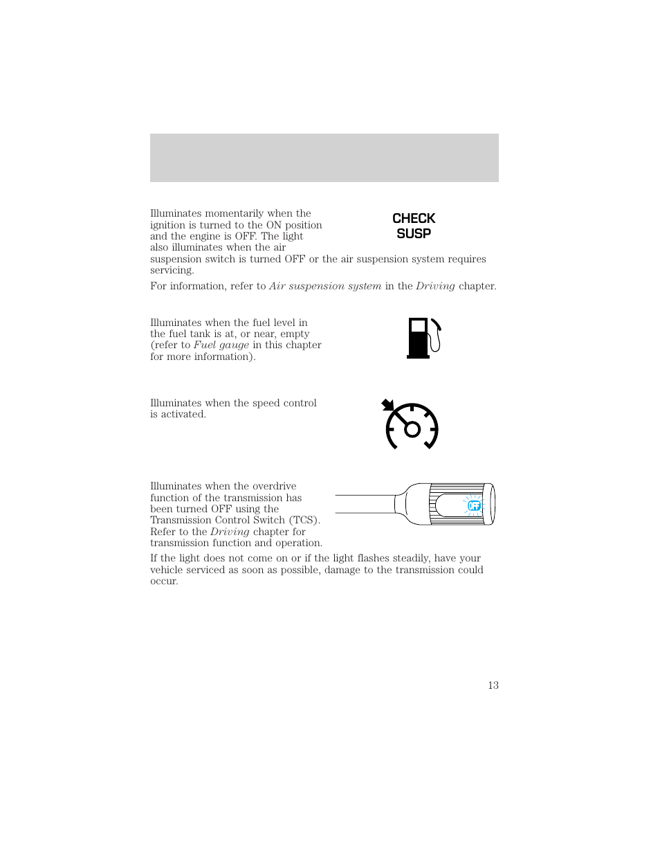 Instrument cluster | FORD 2002 F-550 v.1 User Manual | Page 13 / 320