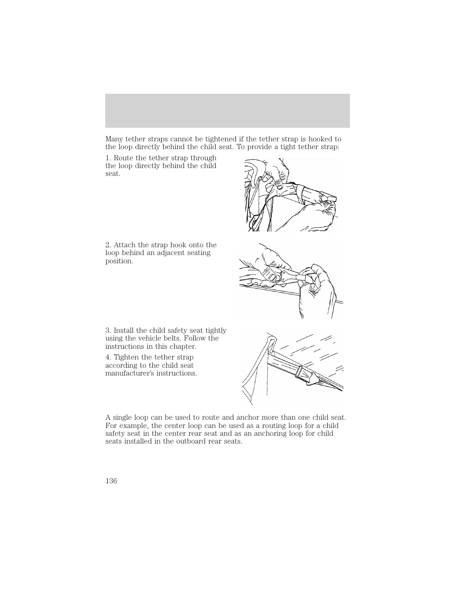 Seating and safety restraints | FORD 2002 F-550 v.1 User Manual | Page 136 / 320