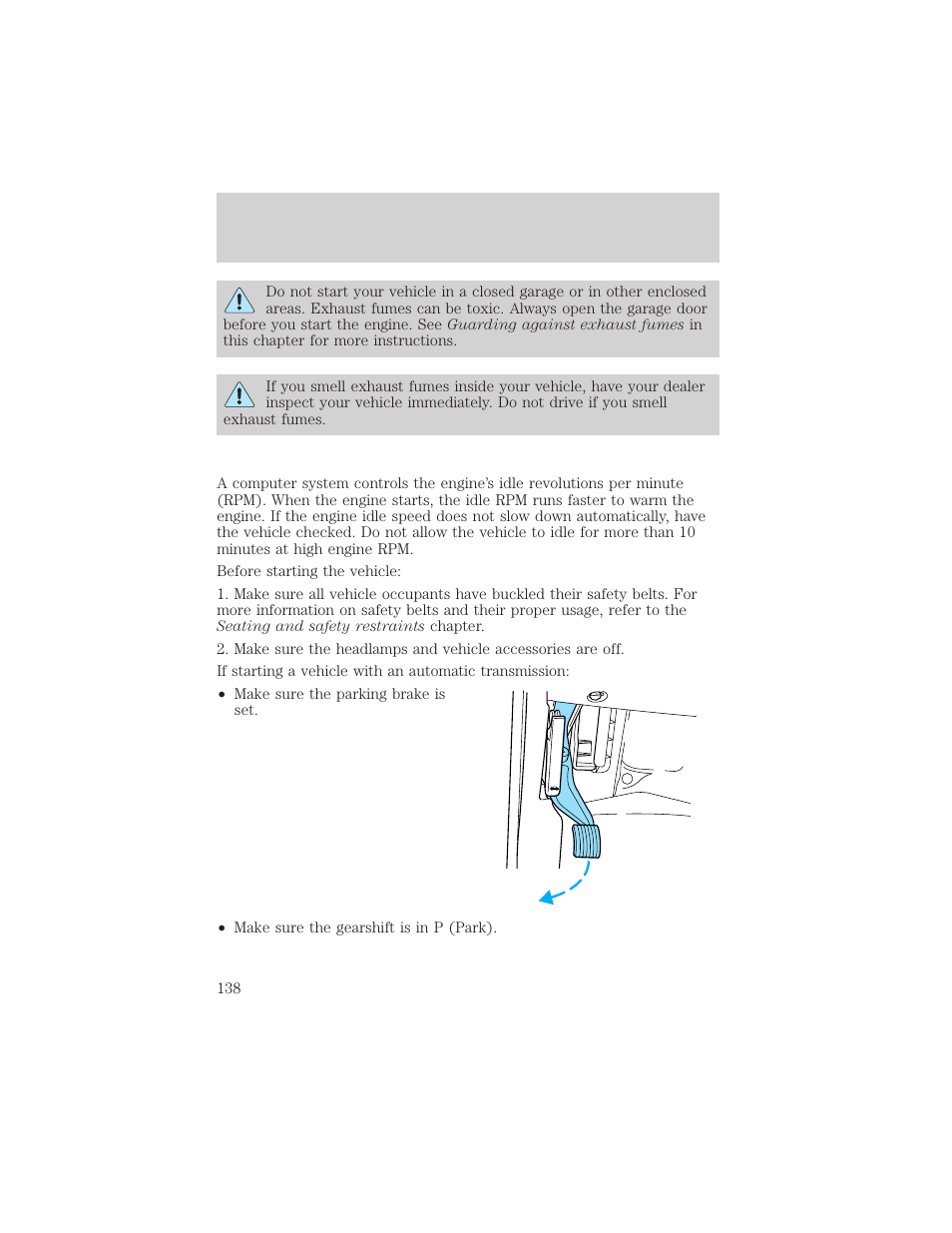 Driving | FORD 2002 F-550 v.1 User Manual | Page 138 / 320
