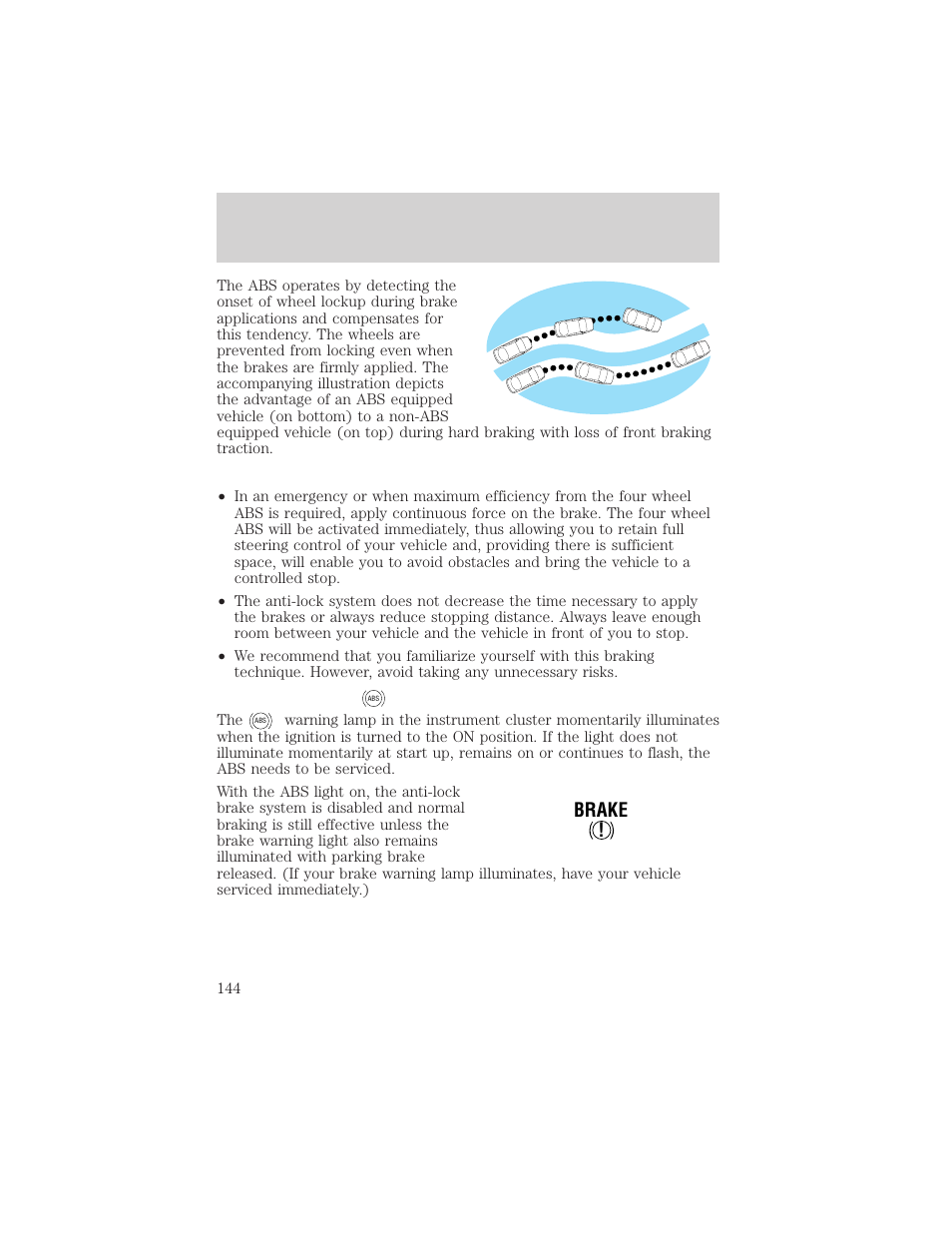 Driving, Brake | FORD 2002 F-550 v.1 User Manual | Page 144 / 320