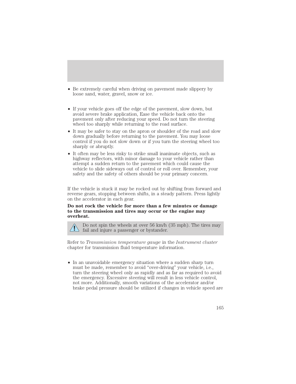 Driving | FORD 2002 F-550 v.1 User Manual | Page 165 / 320